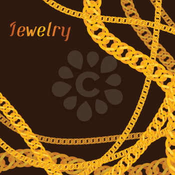 Background design with beautiful jewelry gold chains. 