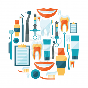Medical background design with dental equipment icons.