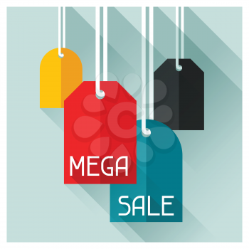 Sale and shopping advertising poster in flat design style.