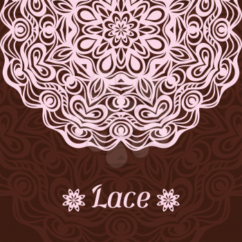 Background with hand drawn ornamental round lace doily.