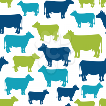 Cow silhouette seamless pattern background for design.