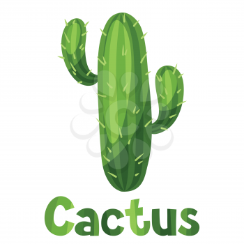 Abstract stylized cactus and text background design.
