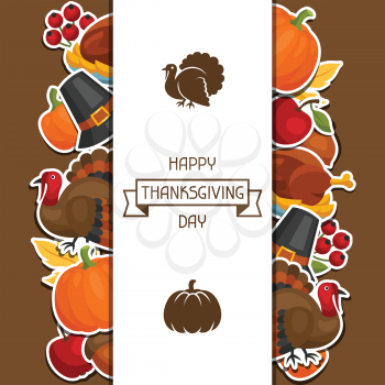 Happy Thanksgiving Day background design with holiday sticker objects.