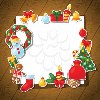 Merry Christmas and Happy New Year sticker template for invitation card.