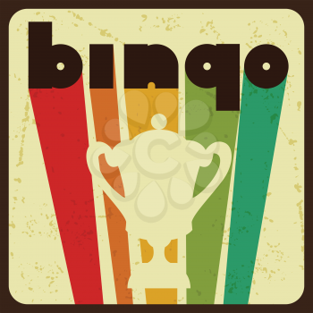 Bingo or lottery retro game illustration with award.