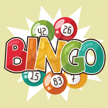 Bingo or lottery retro game illustration with balls.