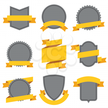 Set of decorative ribbons and banners in flat style.