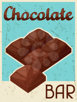 Poster with chocolate bar in retro style.