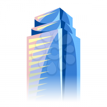 City skyscraper in blue colors. Cityscape conceptual illustration for construction and tourism business. Image can be used on advertising booklets, banners, presentations.