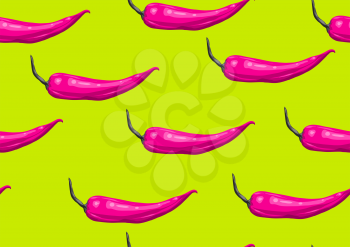 Seamless pattern with pink chilli. Decorative ornament.