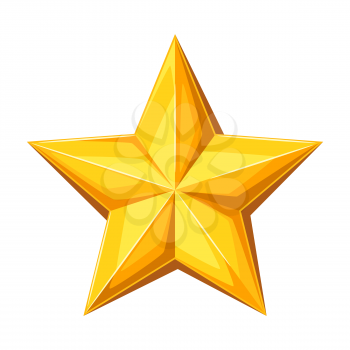 Realistic gold star. Illustration on white background.