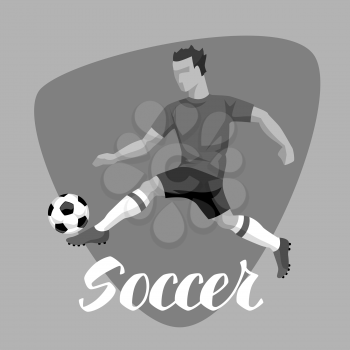 Soccer player with ball. Sports football illustration.