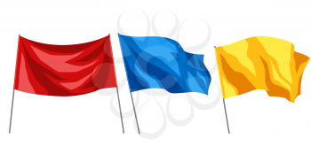 Set of multicolored flags on white background.