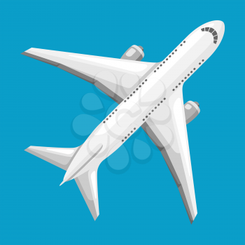 Illustration of abstract airplane on blue background.