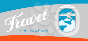 Travel. Have a good flight. Illustration of airplane illuminator.