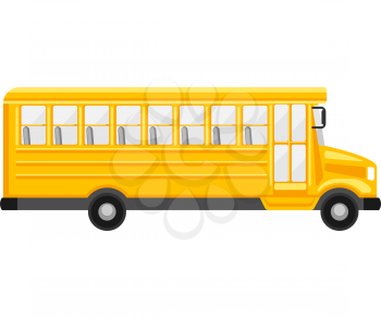 Illustration of yellow school bus on white background.