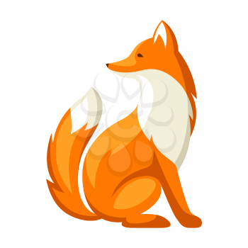 Stylized illustration of fox. Woodland forest animal on white background.