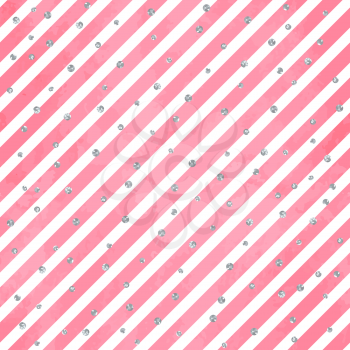 Abstract seamless pattern on aquarelle background with stripes.