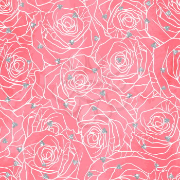 Wedding seamless pattern background with roses and glitter.