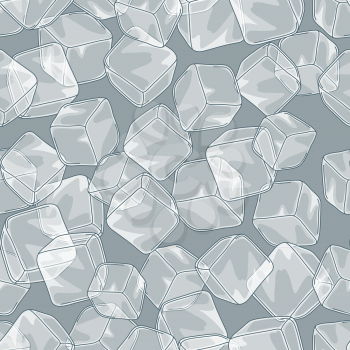 Seamless pattern with ice cubes. Stylized illustration.