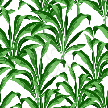 Seamless pattern with tropical plant leaves. Natural rainforest.