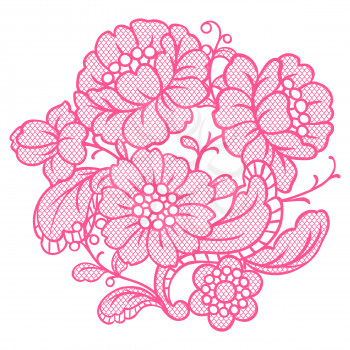 Lace ornamental decoration with flowers. Vintage fashion textile.