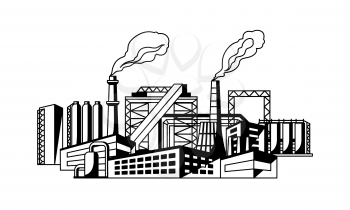 Industrial factory background. Manufacture building illustration in flat style.
