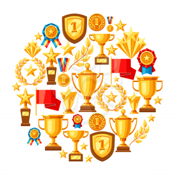 Awards and trophy background. Reward items for sports or corporate competitions.