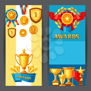 Awards and trophy banners. Reward items for sports or corporate competitions.