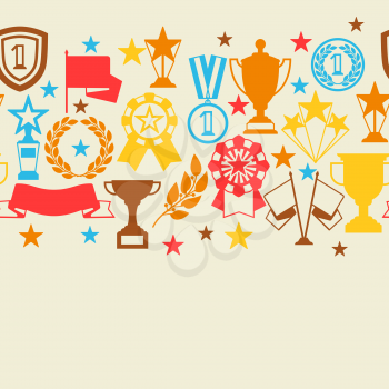 Awards and trophy seamless pattern. Reward items for sports or corporate competitions.