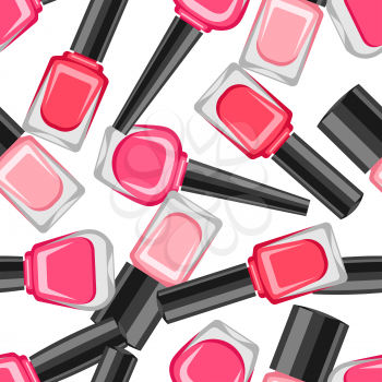 Seamless pattern with nail polishes. Fashionable illustration for manicure salons.