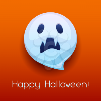 Happy Halloween angry ghost. Celebration party greeting card.
