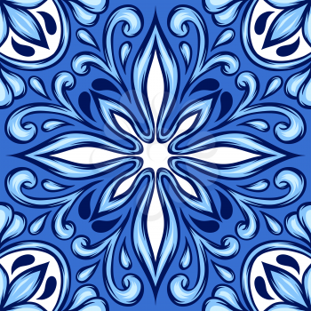 Portuguese azulejo ceramic tile. Ethnic folk ornament. Mediterranean traditional ornament. Italian pottery, mexican talavera or spanish majolica.