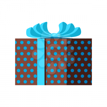Illustration of colorful gift box. Holiday packaging icon.