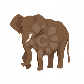 Stylized illustration of elephant. Wild African savanna animal on white background.