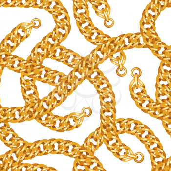 Seamless pattern with golden chains. Beautiful jewelry precious necklaces.
