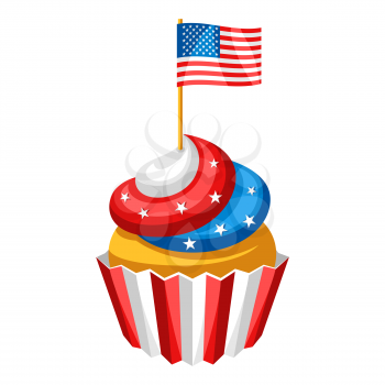 Cupcake with American Flag. Independence Day illustration.