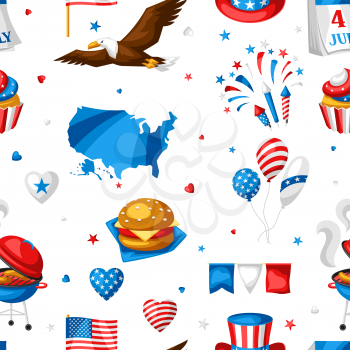 Fourth of July Independence Day seamless pattern. American patriotic illustration.
