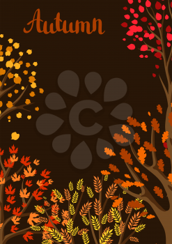 Autumn background with stylized trees. Natural illustration.