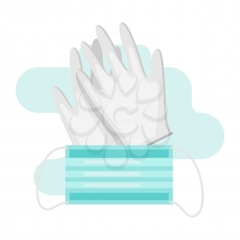 Gloves and mask in flat style. Medical illustration isolated on white background.