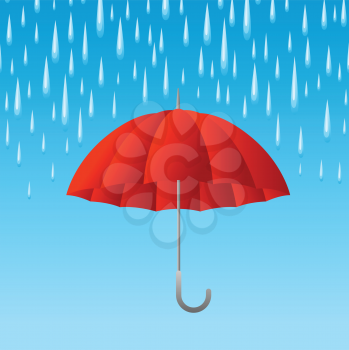 Background with umbrella and rain. illustration of natural phenomenon and bright accessory.
