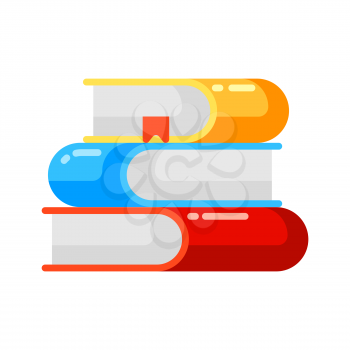 Icon stack of books in flat style. Illustration isolated on white background.