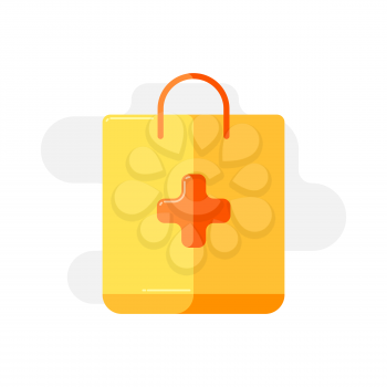 Medical package icon in flat style. Illustration isolated on white background.