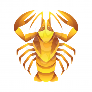Cancer zodiac sign, golden horoscope symbol. Stylized astrological illustration.
