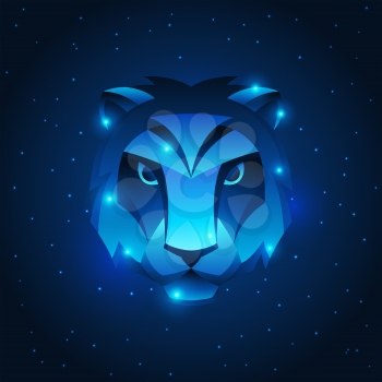 Leo zodiac sign, blue star horoscope symbol. Stylized astrological illustration.