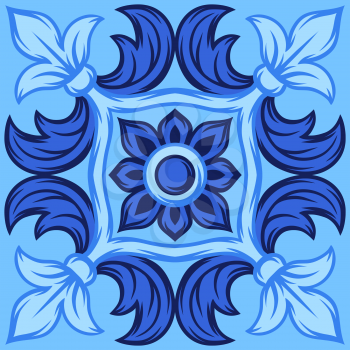 Italian ceramic tile pattern. Ethnic folk ornament. Mexican talavera, portuguese azulejo or spanish majolica.