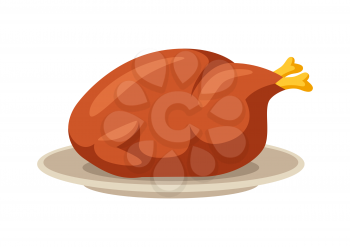 Happy Thanksgiving illustration of turkey. Autumn seasonal holiday food.