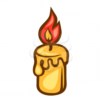 Illustration of Christmas candle. Stylized cartoon icon in retro style.