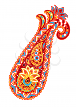 Indian ethnic ornamental paisley. Ethnic floral folk ornament with lotus flower. Henna mandala tattoo style.