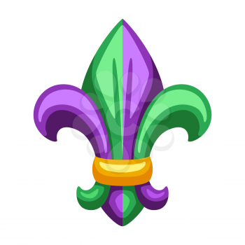 Mardi Gras fleur de lis heraldic symbol. Illustration for traditional holiday or festival.